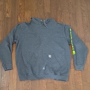 Carhartt Men's Grey Loose Fit Hoodie Size XL